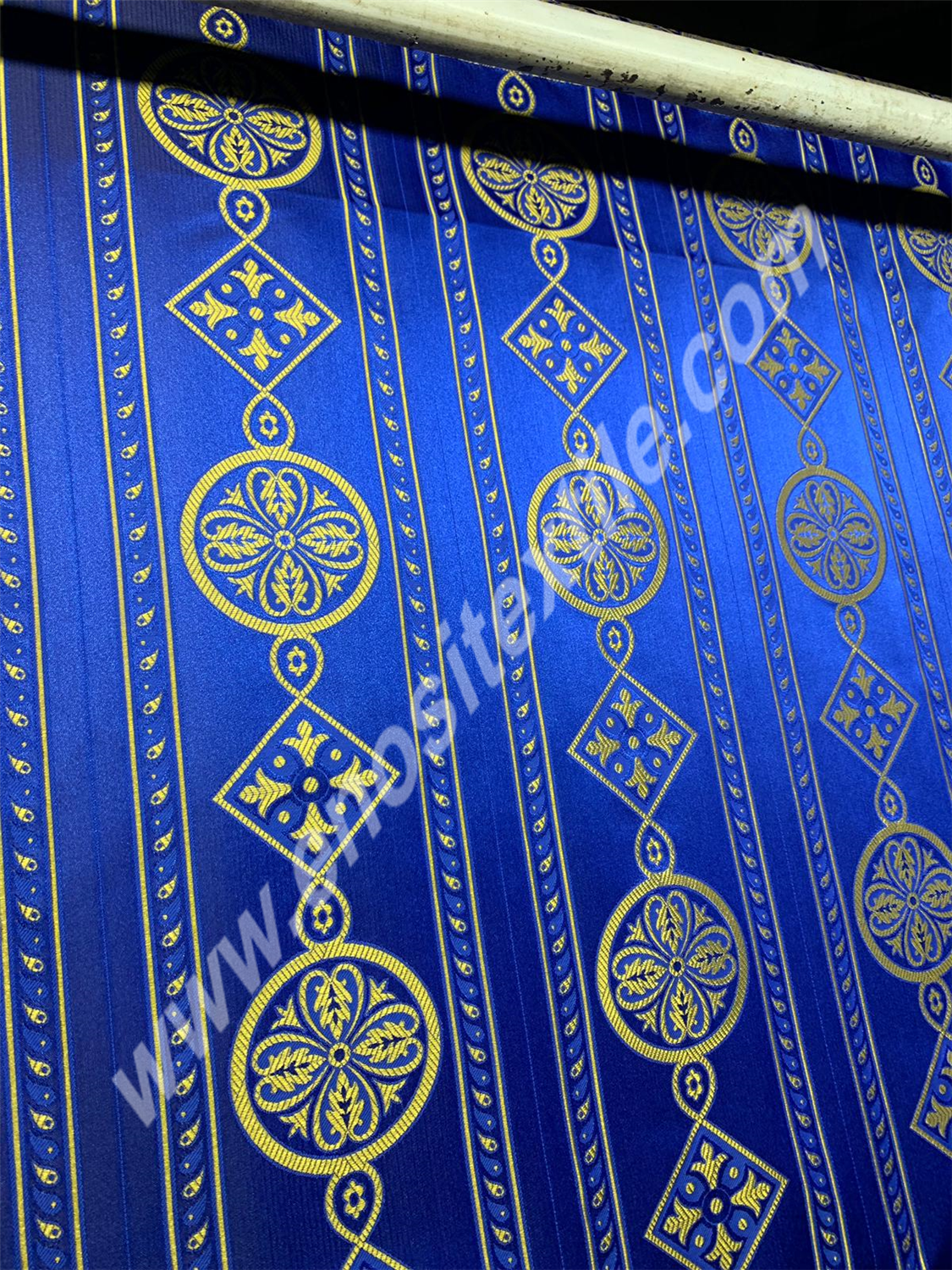 KL-072 Dark Blue-Gold Brocade Fabrics